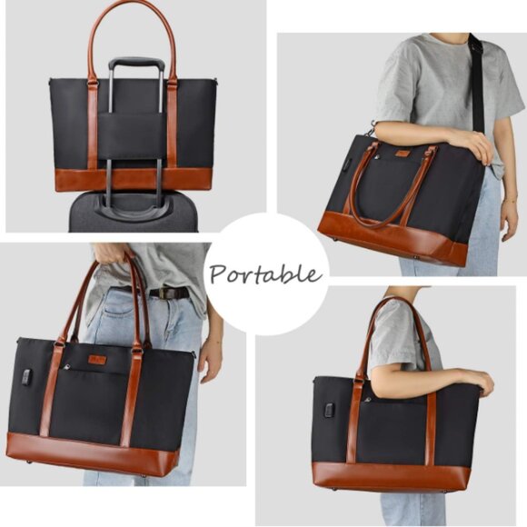 Laptop Tote Bag Large Women Work Bag Purse USB Teacher Bag Fits 17.3 Inch Laptop - Picture 2 of 5